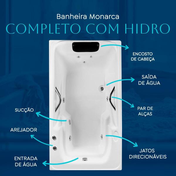 Imagem de Banheira Retangular Monarca COMPLETA com hidro