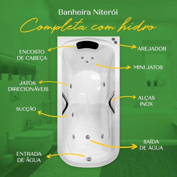 Imagem de Banheira Retangular Niterói COMPLETA com hidro em acrílico