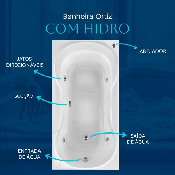 Imagem de Banheira Retangular Ortiz com hidro