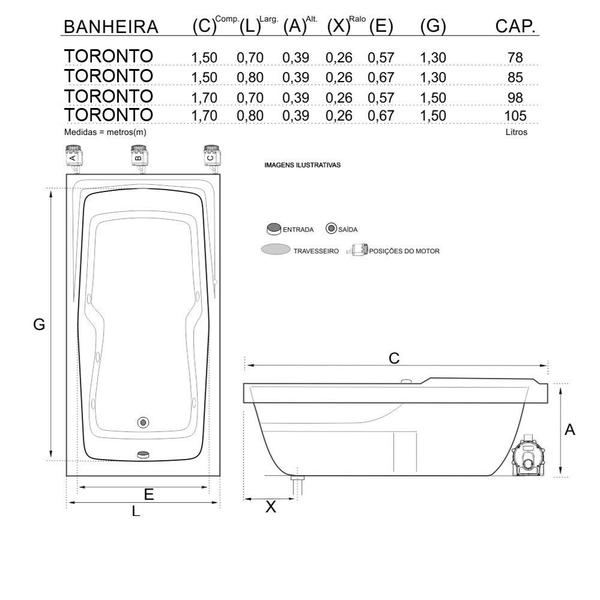 Imagem de Banheira Retangular Toronto com hidro