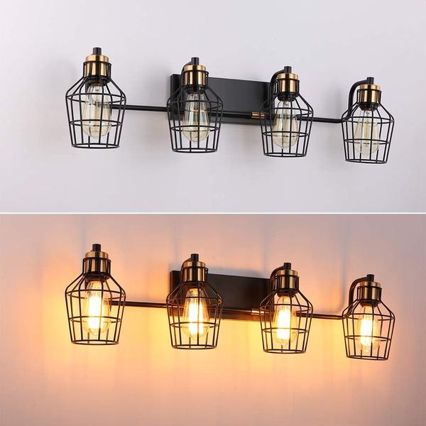 Imagem de Banheiro industrial de fazenda Vanity Light MRAY de 4 luzes