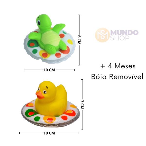 Imagem de Banho Brinquedo Infantil Borracha Bebê Bichinhos Alegre Boia Água Pato e Tartaruga Aquático Banheira Seguro