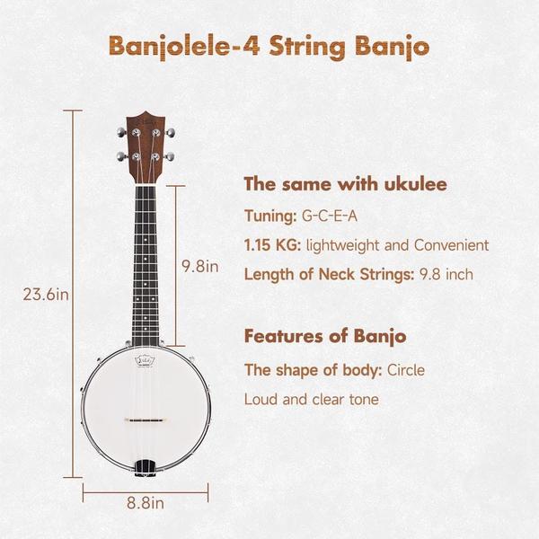 Imagem de Banjolele Mulucky BU806 Concert Size 58 cm com kit para iniciantes