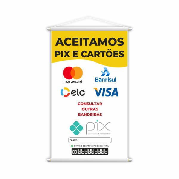 Imagem de Banner Aceitamos Pix e Cartões Formas Pagamento 80x50cm