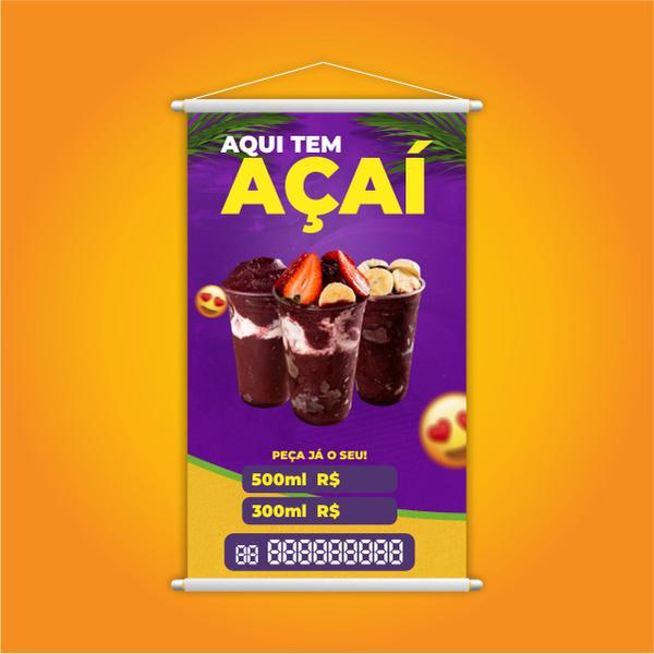 Imagem de Banner Aqui Tem Açaí Preço Tamanhos Tele Entrega 80x50cm