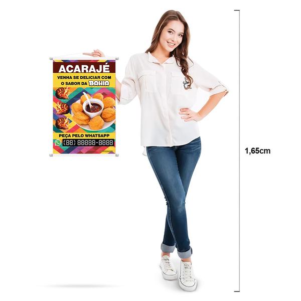 Banner Aqui Tem Acarajé - telefone editavel - G Artes Imagem de Banner Aqui Tem Acarajé - telefone editavel
