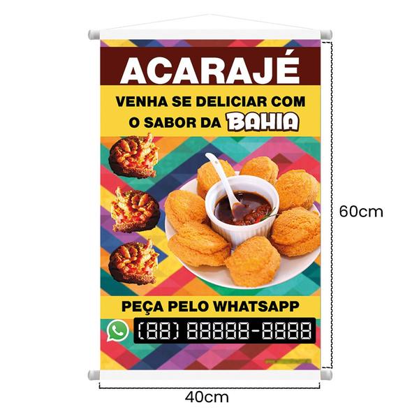 Banner Aqui Tem Acarajé - telefone editavel - G Artes Imagem de Banner Aqui Tem Acarajé - telefone editavel