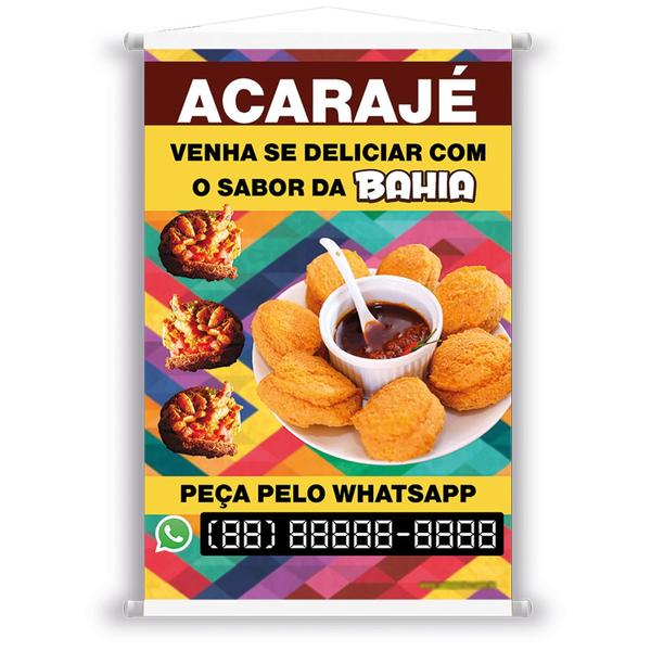 Banner Aqui Tem Acarajé - telefone editavel - G Artes Imagem de Banner Aqui Tem Acarajé - telefone editavel