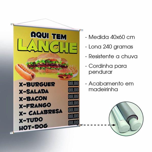 Imagem de Banner Aqui Tem Lanche Tabela De Produtos Preço Editável