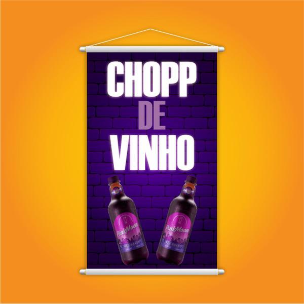 Imagem de Banner Chopp de Vinho Garrafas Bebidas Lona 60x40cm