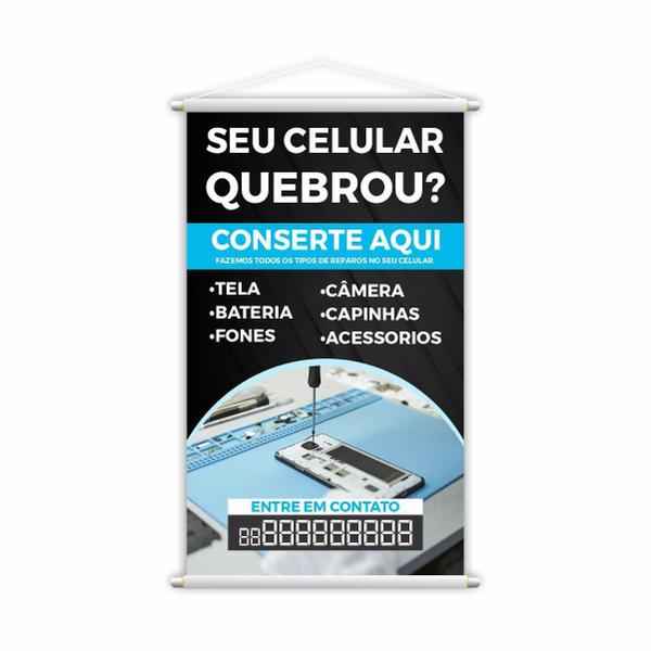 Imagem de Banner Conserto Reparos De Celulares Número Contato 80X50Cm