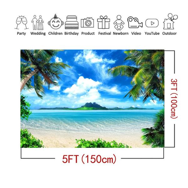 Imagem de Banner de fundo MAQTT Summer Beach Theme 270x180cm