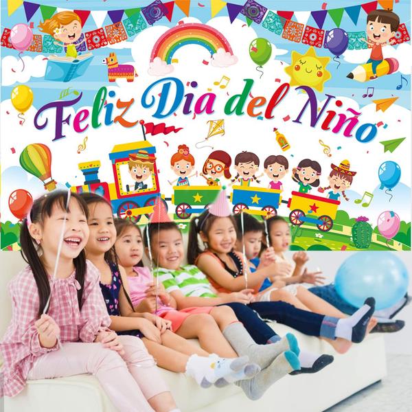 Imagem de Banner de fundo Saliyaa Colorido Feliz Dia Del Niño 183x112cm