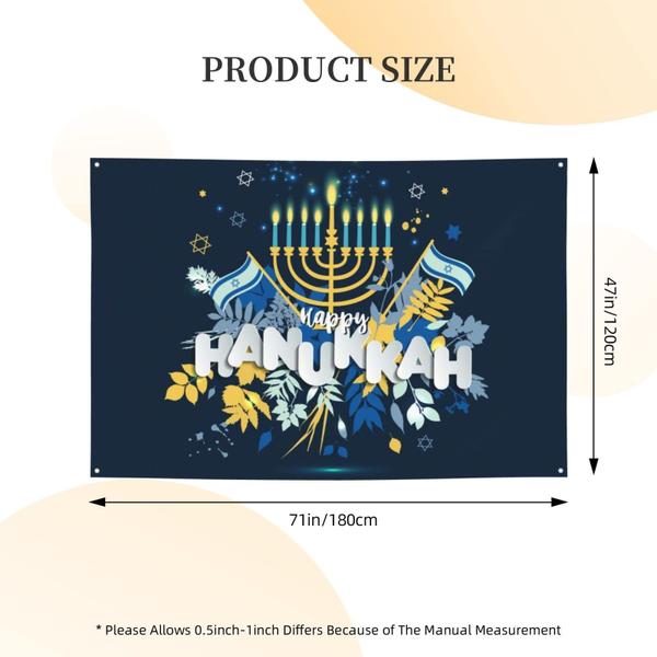 Imagem de Banner de fundo Uniwneds Happy Hanukkah Chanukah 180x110cm