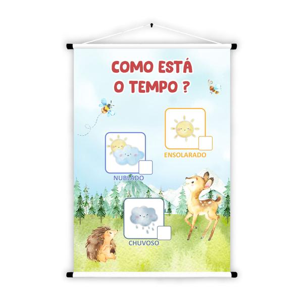 Banner de Lona Educativo Como Está o Tempo Animais Aquarela - 85x60cm - UdiPrint Imagem de Banner de Lona Educativo Como Está o Tempo Animais Aquarela - 85x60cm