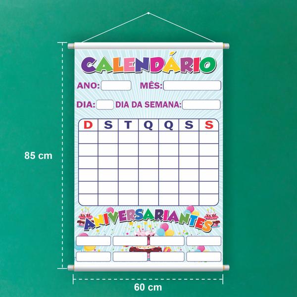 Imagem de Banner De Lona Escolar Calendário e Aniversariantes - 85x60cm