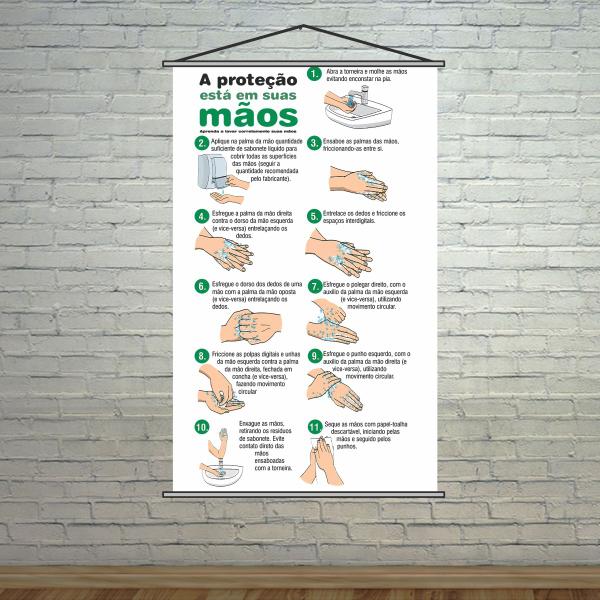 Imagem de Banner Educativo Aprenda a Lavar as Mãos 80x50cm