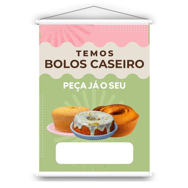 Imagem de Banner em lona de Bolo Caseiro. Uso interno e externo