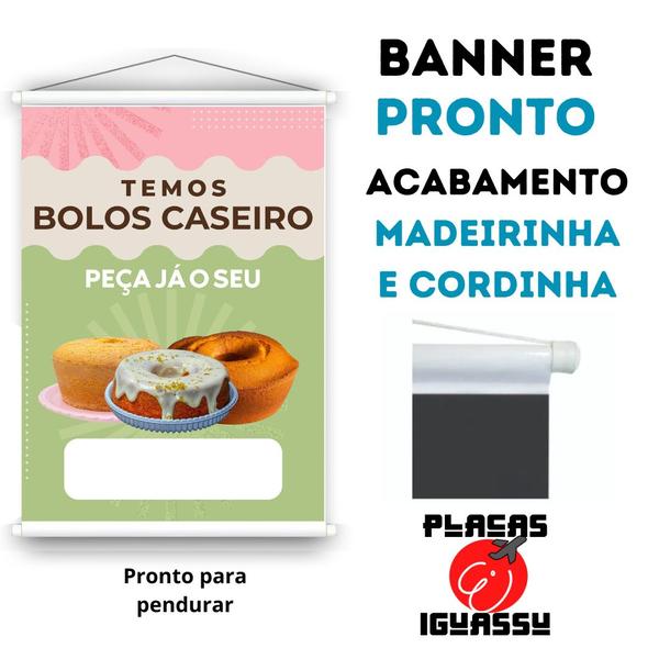 Imagem de Banner em lona de Bolo Caseiro. Uso interno e externo