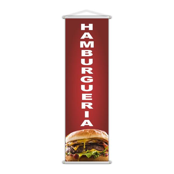 Imagem de Banner Hamburgueria Lancheria Lanche Lona Serviço 100X30Cm