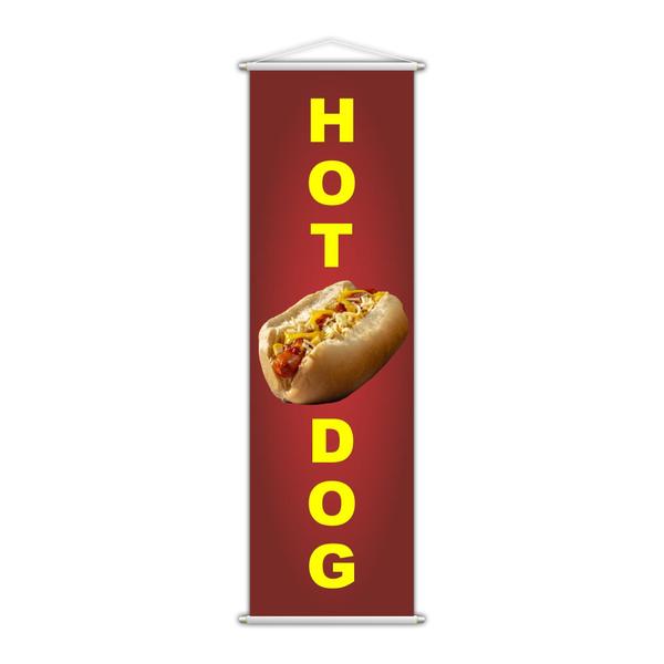 Imagem de Banner Hot Dog Cachorro Quente Lanche Serviço Lona 100X30Cm