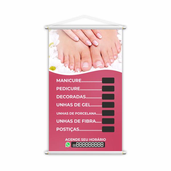 Imagem de Banner Manicure e Pedicure Unha Art Nail Design 80x50cm