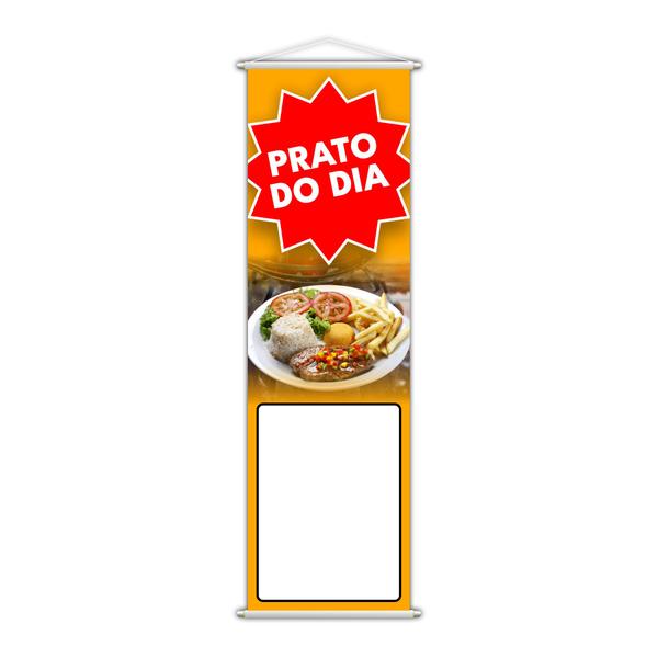 Imagem de Banner Prato do Dia Restaurante Preço Fundo Branco 100x30cm