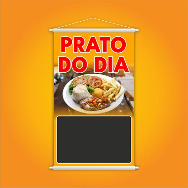 Imagem de Banner Prato do Dia Restaurante Preço Fundo Preto 80x50cm