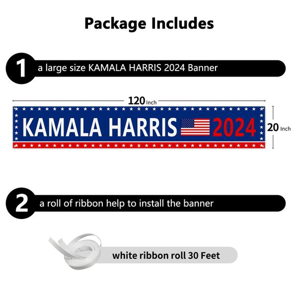 Imagem de Banner Probsin Kamala Harris 2024 120 x 20cm Eleição Presidente