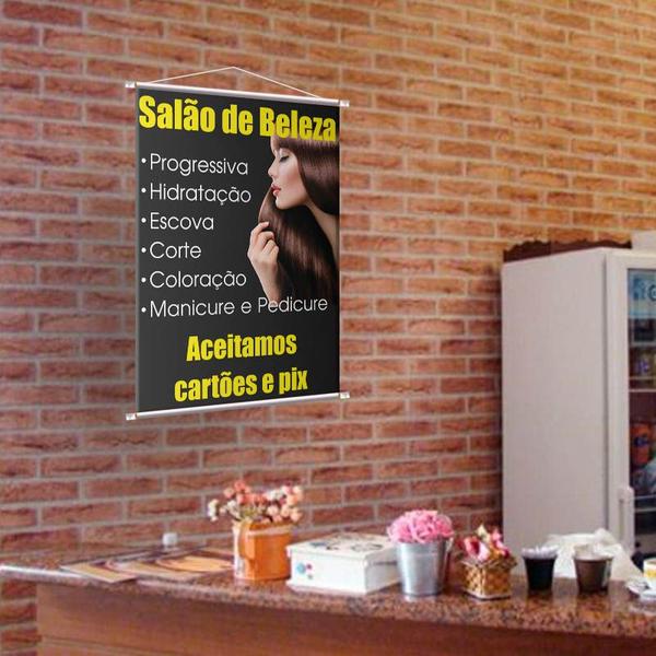 Imagem de Banner Salão De Beleza Com Serviços Impresso Em Lona