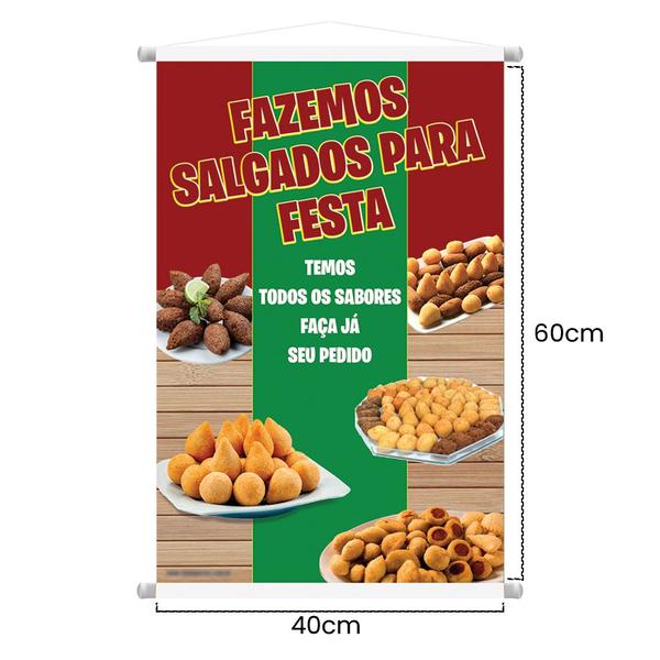 Imagem de Banner Salgados Para Festas, Coxinha, Kibe, Esfiha Impresso