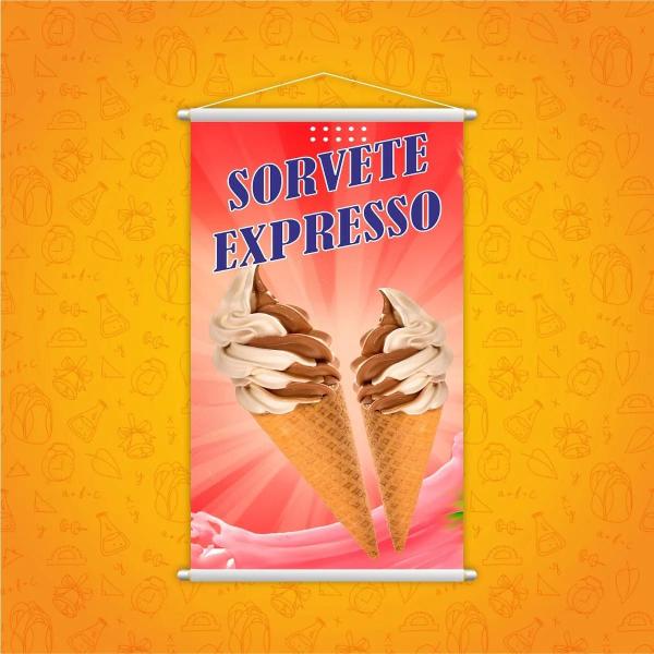 Imagem de Banner Sorvete Expresso Soft Casquinha Sorveteria 80x50cm