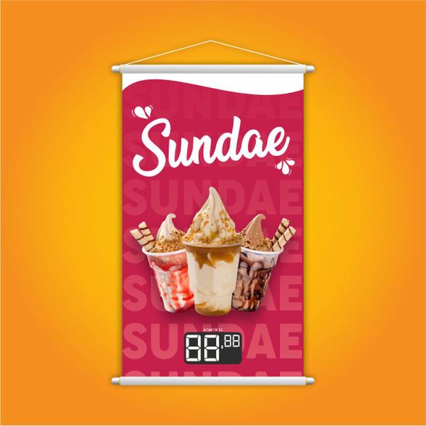 Imagem de Banner Sundae Sorvete Sorveteria Preço Lona 60x40cm