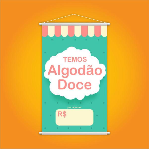 Imagem de Banner Temos Algodão Doce Colorido Preço Lona 80x50cm