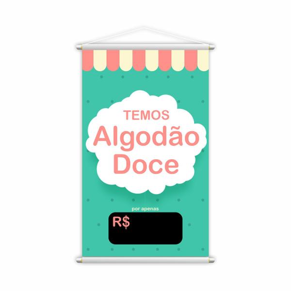 Banner Temos Algodão Doce Preço Colorido Lona Grande - Plimshop Imagem de Banner Temos Algodão Doce Preço Colorido Lona Grande