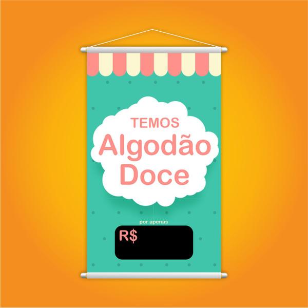 Banner Temos Algodão Doce Preço Colorido Lona Grande - Plimshop Imagem de Banner Temos Algodão Doce Preço Colorido Lona Grande