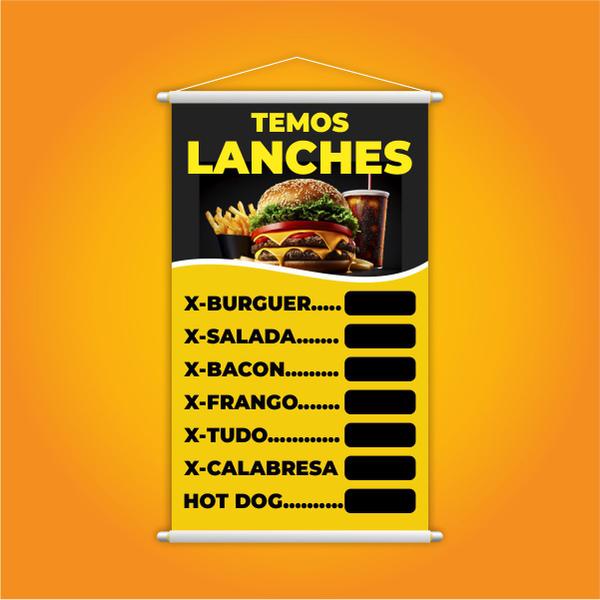 Imagem de Banner Temos Lanches Hamburguer Xis Comida Preço 60x40cm