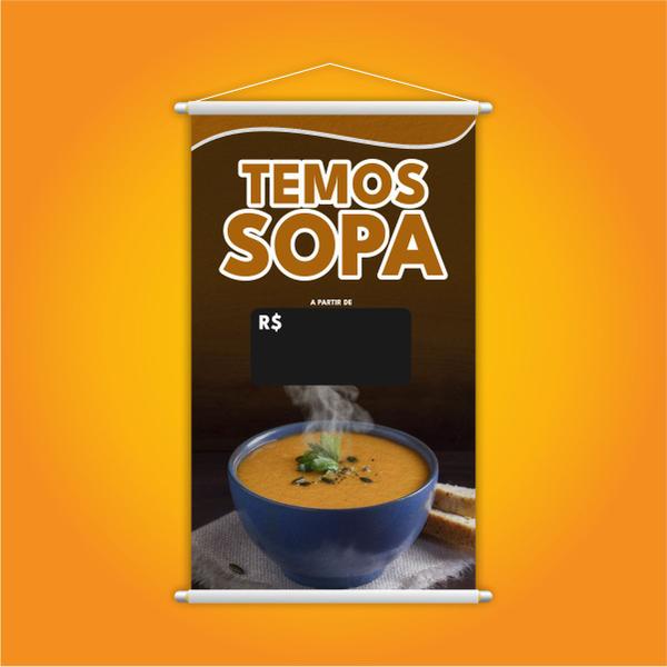 Imagem de Banner Temos Sopa Restaurante Preço Preto Lona Grande