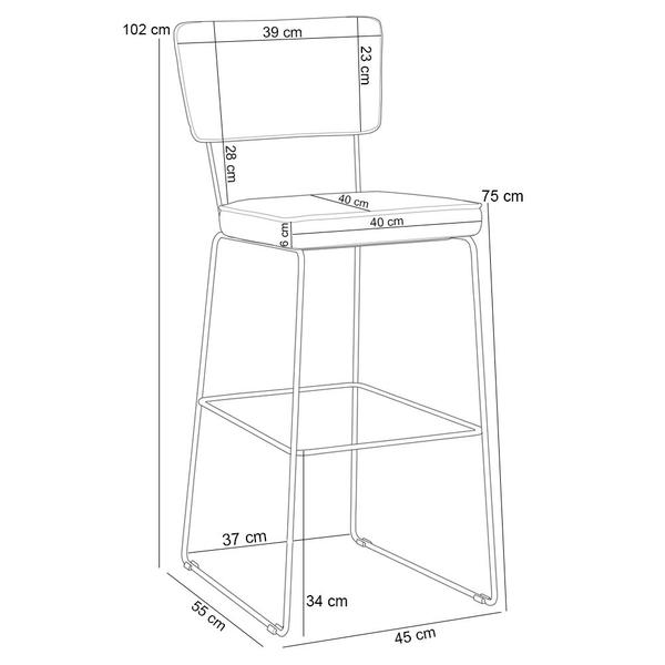 Imagem de Banqueta Alta Cozinha Sala Jantar Fixa Allana L02 material sintético Marrom Linho Cinza - Lyam Decor