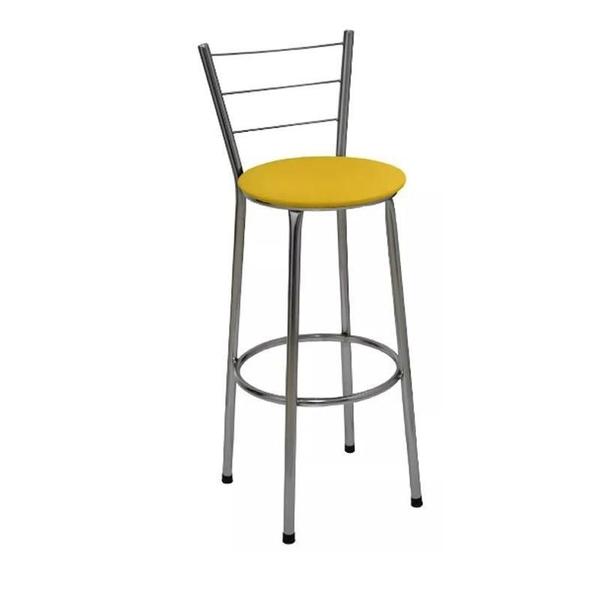 Banqueta Alta Cromada com Assento Amarelo Fortmix Imagem de Banqueta Alta Cromada com Assento Amarelo Fortmix