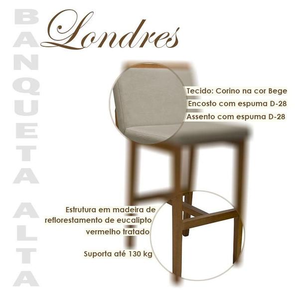 Imagem de Banqueta Alta Londres material sintético Bege - Fratello