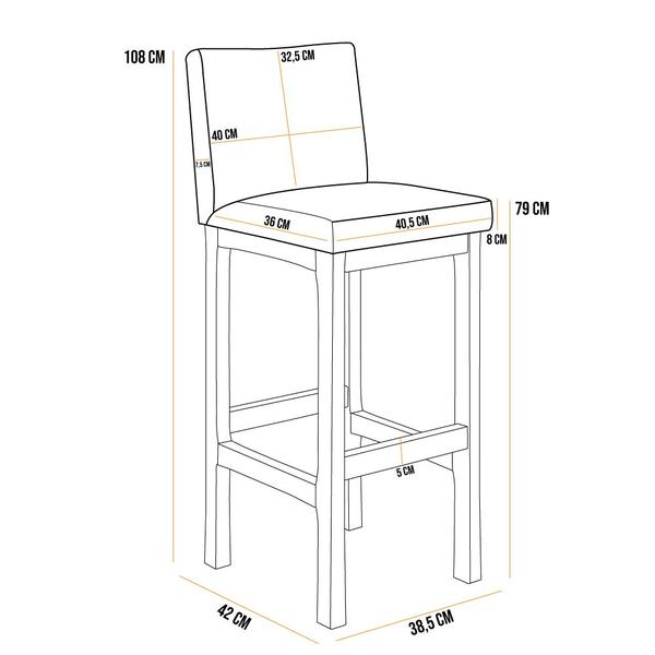 Imagem de Banqueta Alta Para Cozinha Sala De Jantar Fixa Alya L02 Linho Bege Escuro - Lyam Decor