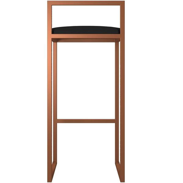 Imagem de Banqueta Alta Para Cozinha Sala De Jantar Hanna L02 Bronze Corano Preto - Lyam Decor