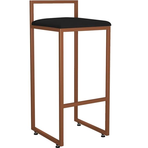 Imagem de Banqueta Alta Para Cozinha Sala De Jantar Hanna L02 Bronze Corano Preto - Lyam Decor