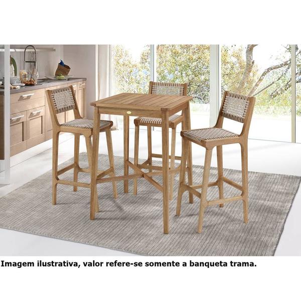 Imagem de Banqueta Alta Trama Stain Jatobá Corda Areia 106cm - 67230