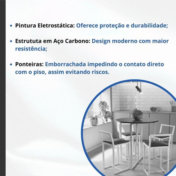 Imagem de Banqueta Baixa Para Cozinha Branca Assento Estofado Industrial