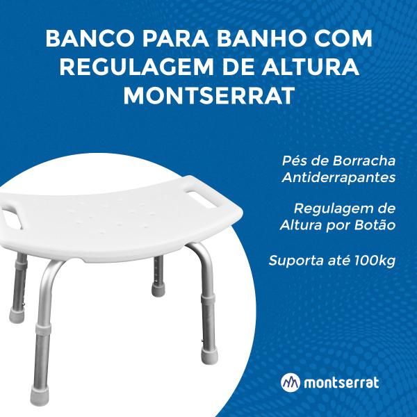 Imagem de Banqueta Banco para Banho Montserrat em Alumínio sem Encosto com Ajuste de Altura