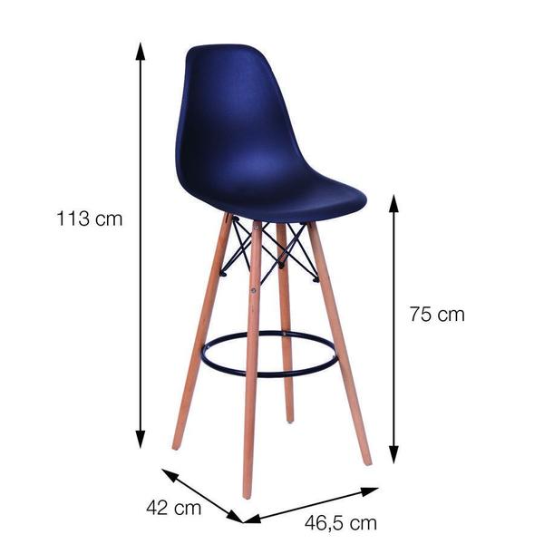 Imagem de Banqueta Boxbit Dkr Eames Polipropileno Preta Base Madeira