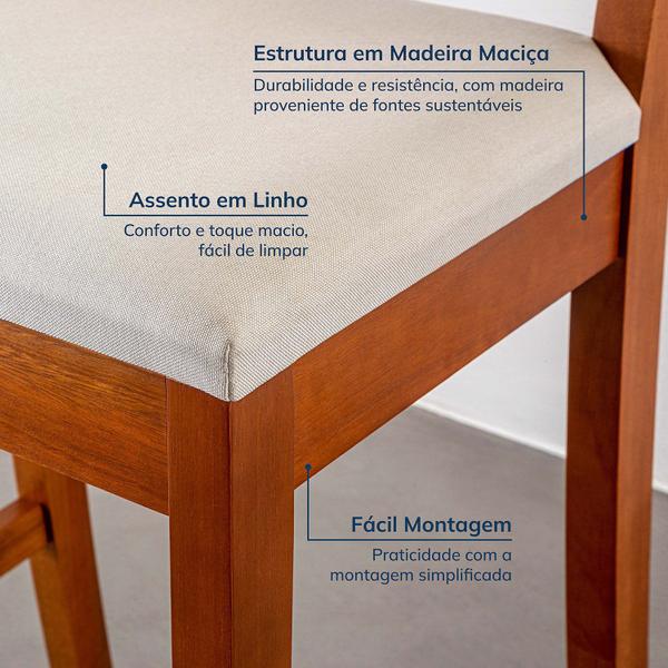 Imagem de Banqueta com Encosto e Apoio para Pés Tiê CabeCasa MadeiraMadeira