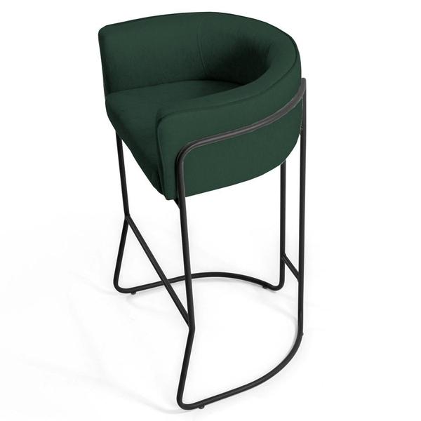 Imagem de Banqueta Decorativa Base Aço Preto Betina C-117 Linho Verde - Domi